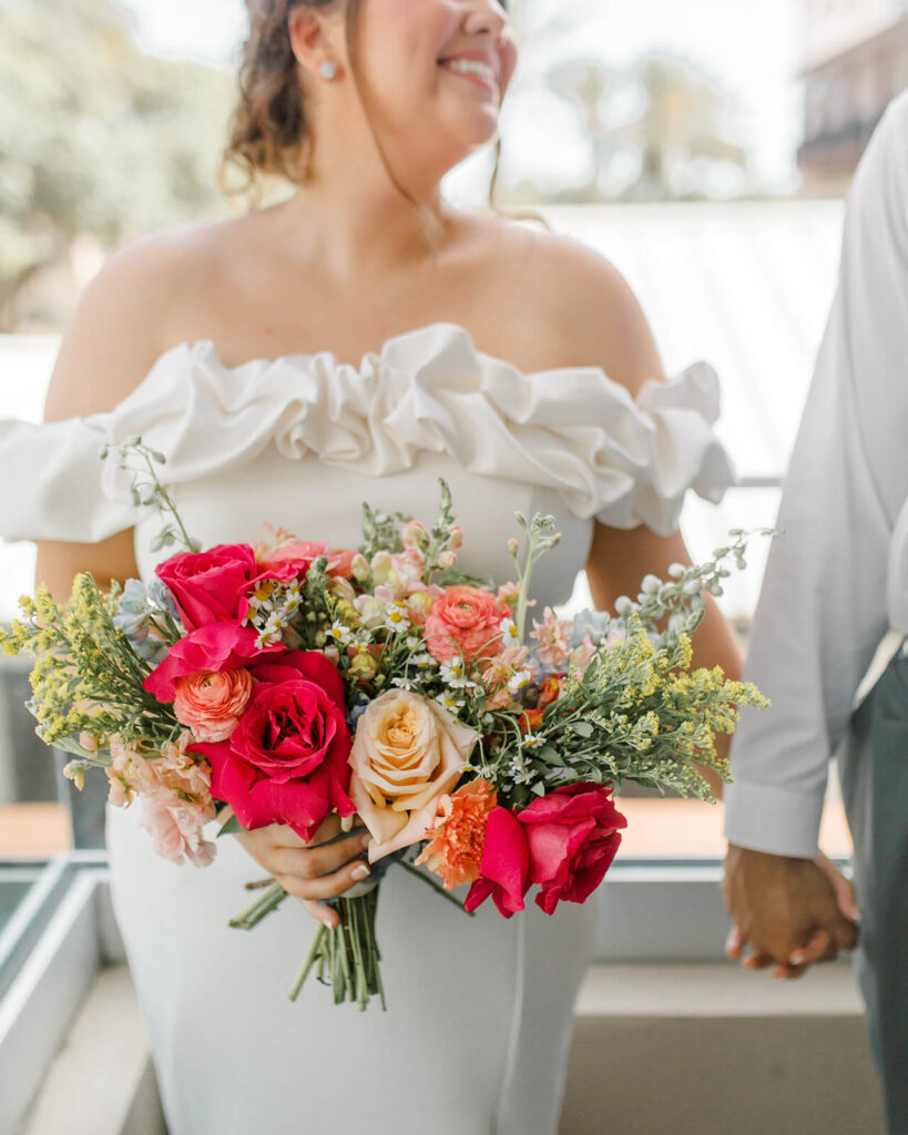 St. Pete Elopement Bouquet in vibrant colors made by Arms of Persephone 